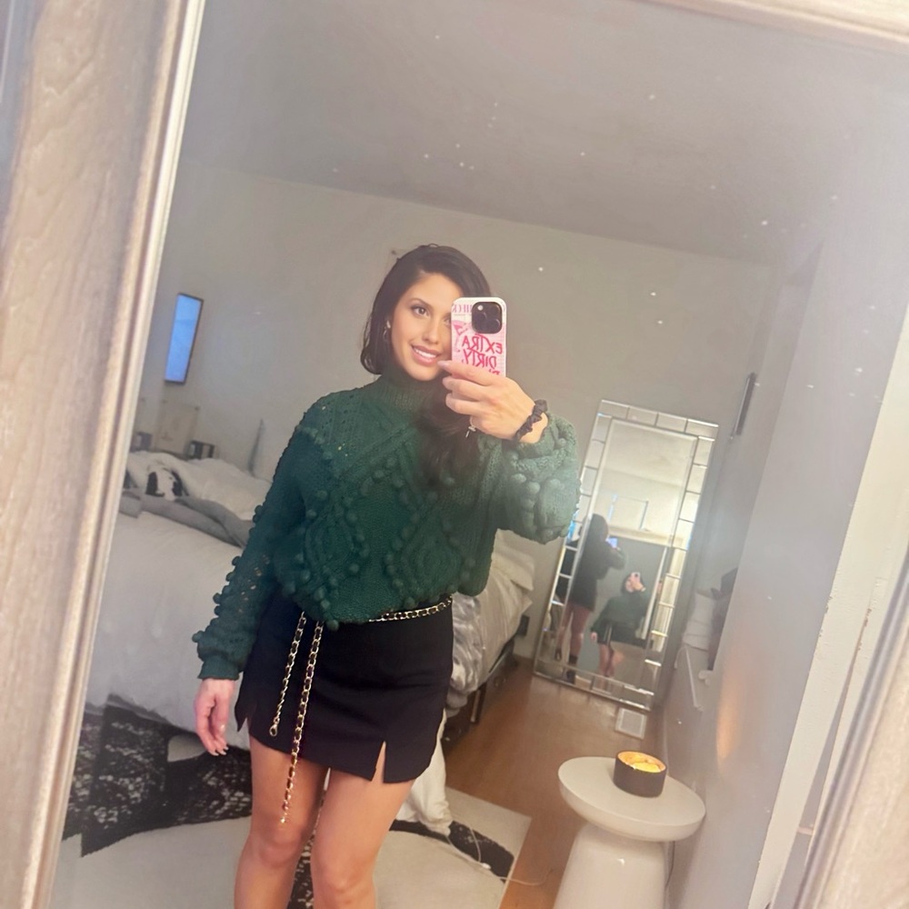 Lovers + Friends - Daybreak Cable Knit Pom Pom Sweater in Green - Picture 5 of 6